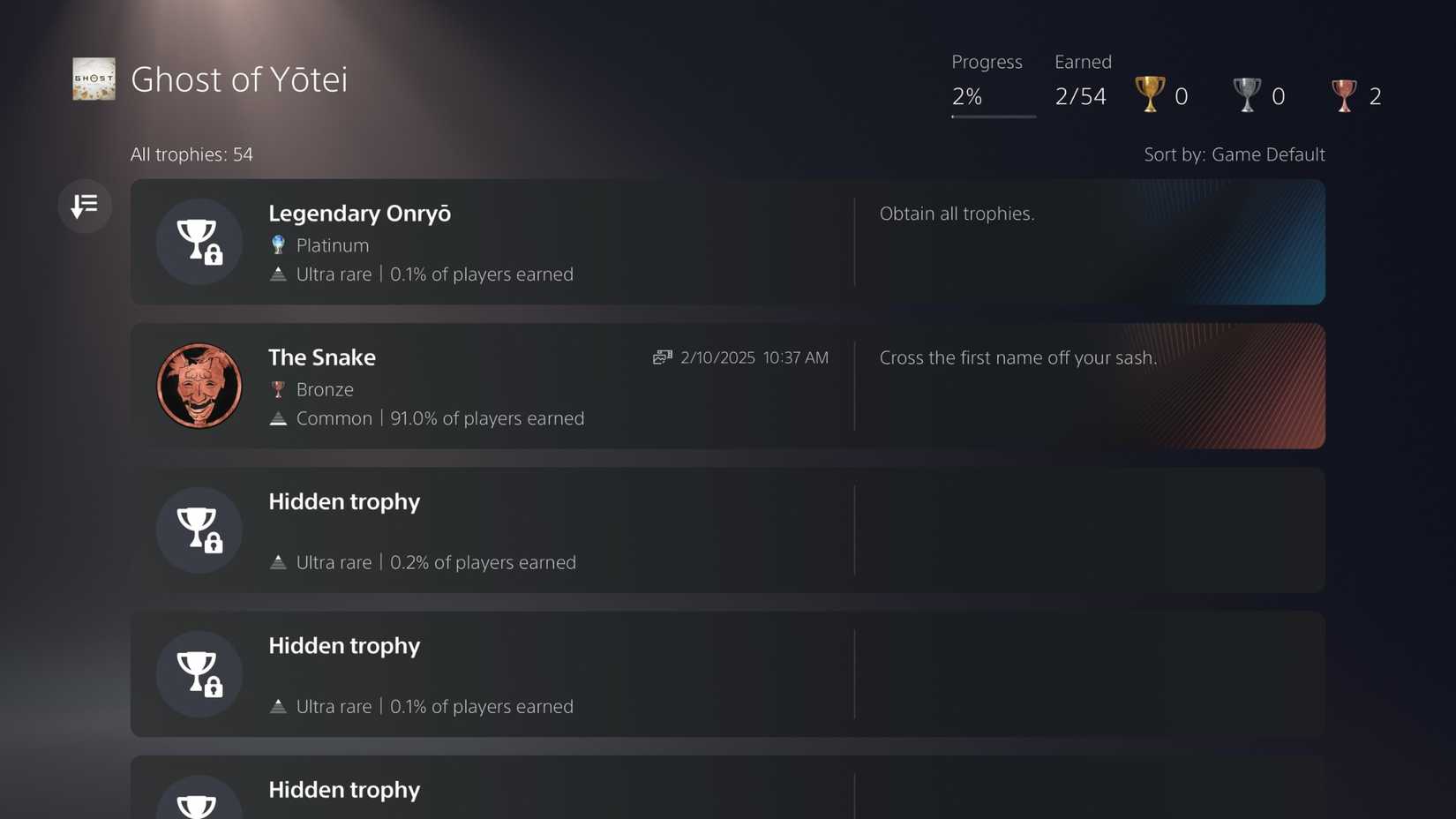 trophies in Ghost of Yotei