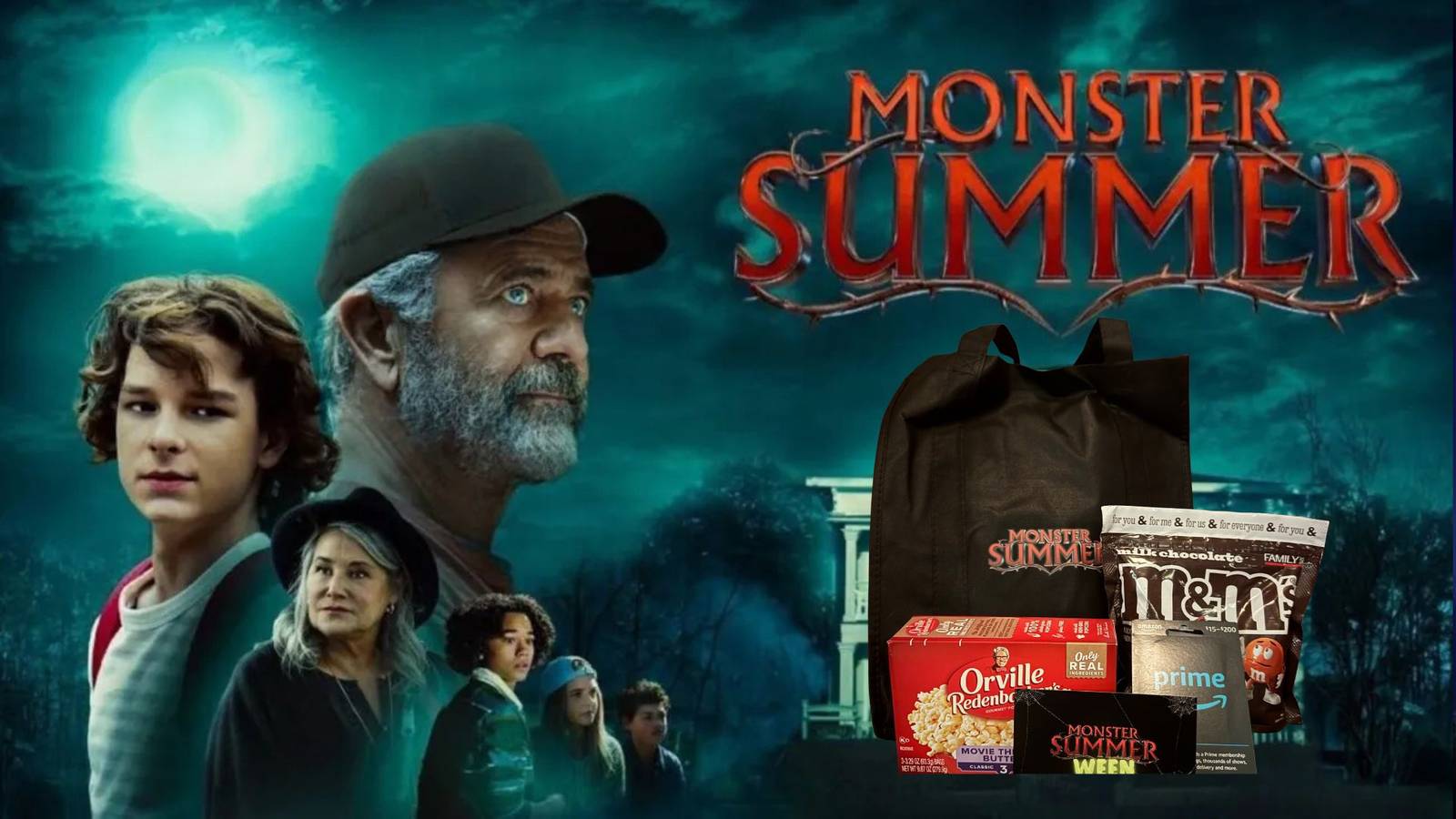 A promotional poster for Monster Summer with a prize pack in it