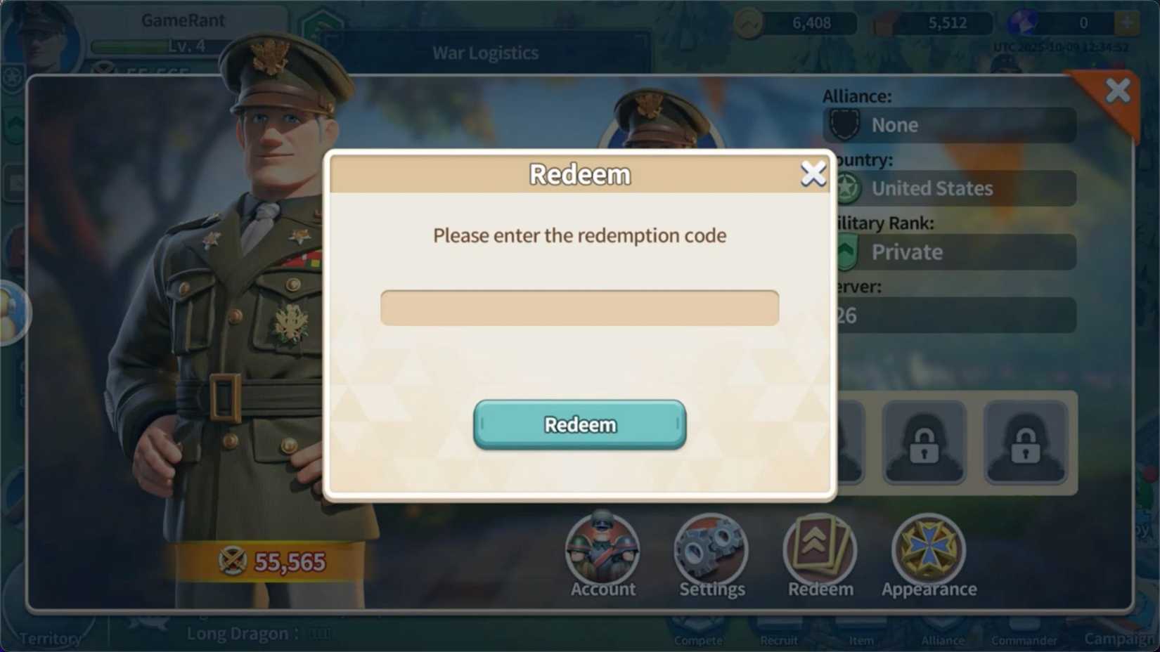 War Vow the codes tab