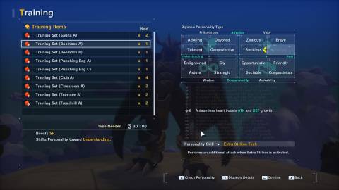 Wargreymon Training in DigiFarm Personality change chart