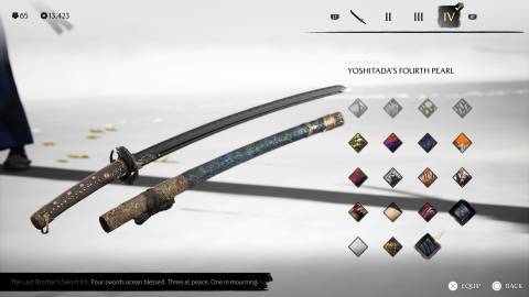 Yoshitada’s Fourth Pearl sword kit in Ghost of Yotei