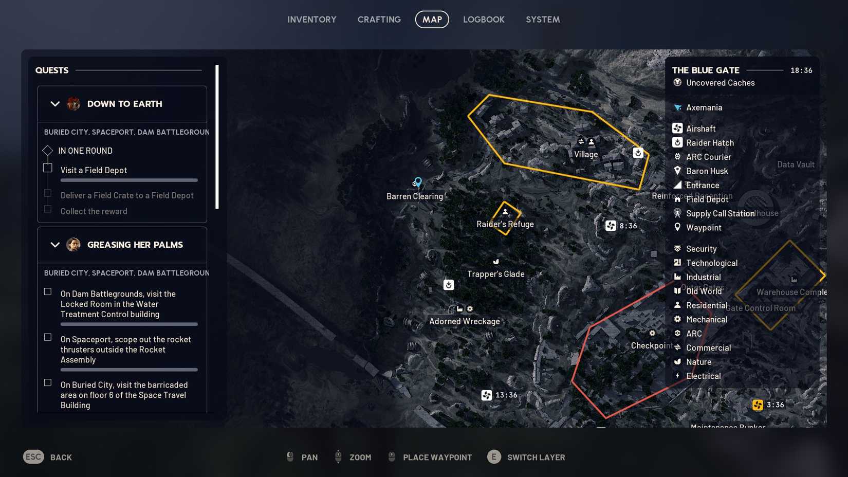 ARC Raiders - Clareira Estéril no mapa