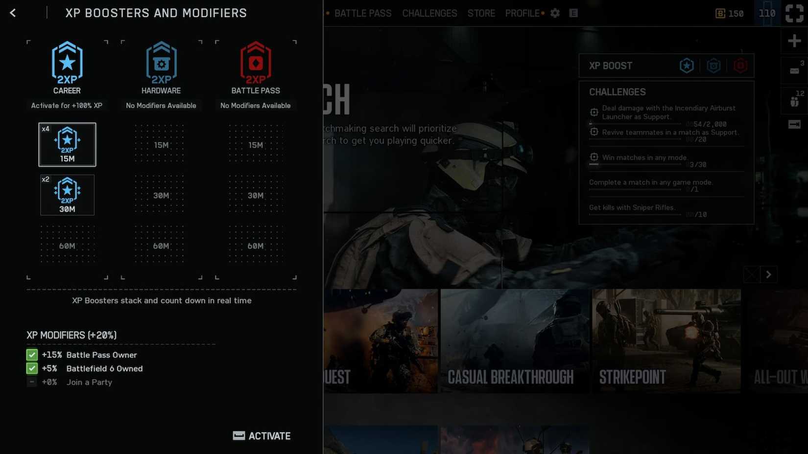 BF6 Season 1 XP Boost Screen