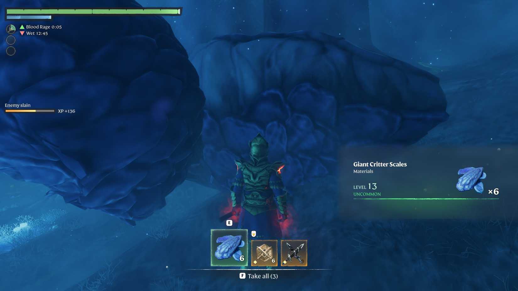 Queda de escamas de criaturas gigantes envoltas