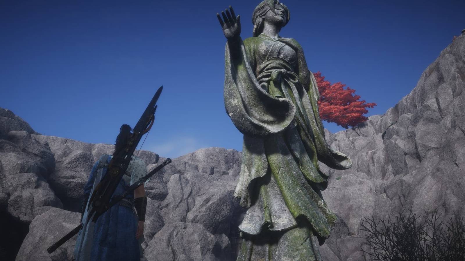 Where Winds Meet Blind Lady Statue