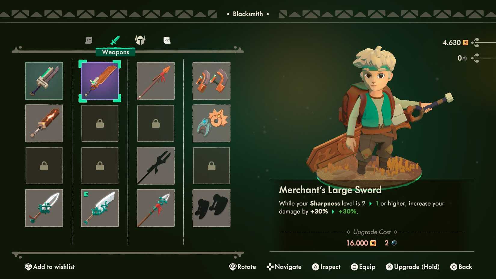 Will with the Merchant's Large Sword in Moonlighter 2