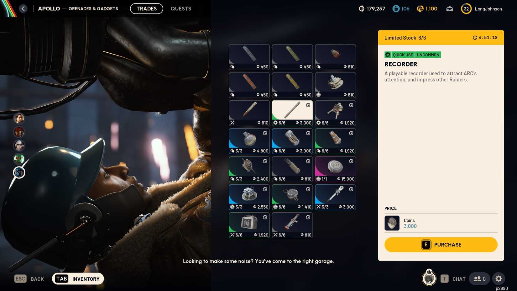 Apollo sells Voice Recorders in ARC Raiders