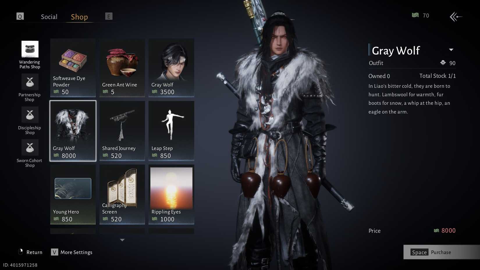 Where Winds Meet Gray Wolf outfit