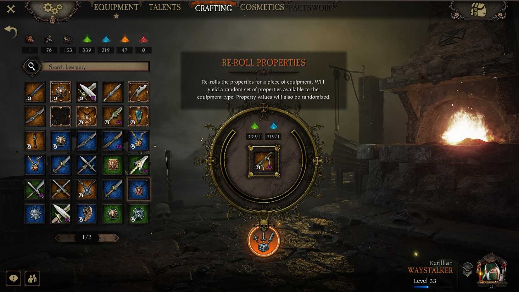 Vermintide 2 Crafting Reroll Option