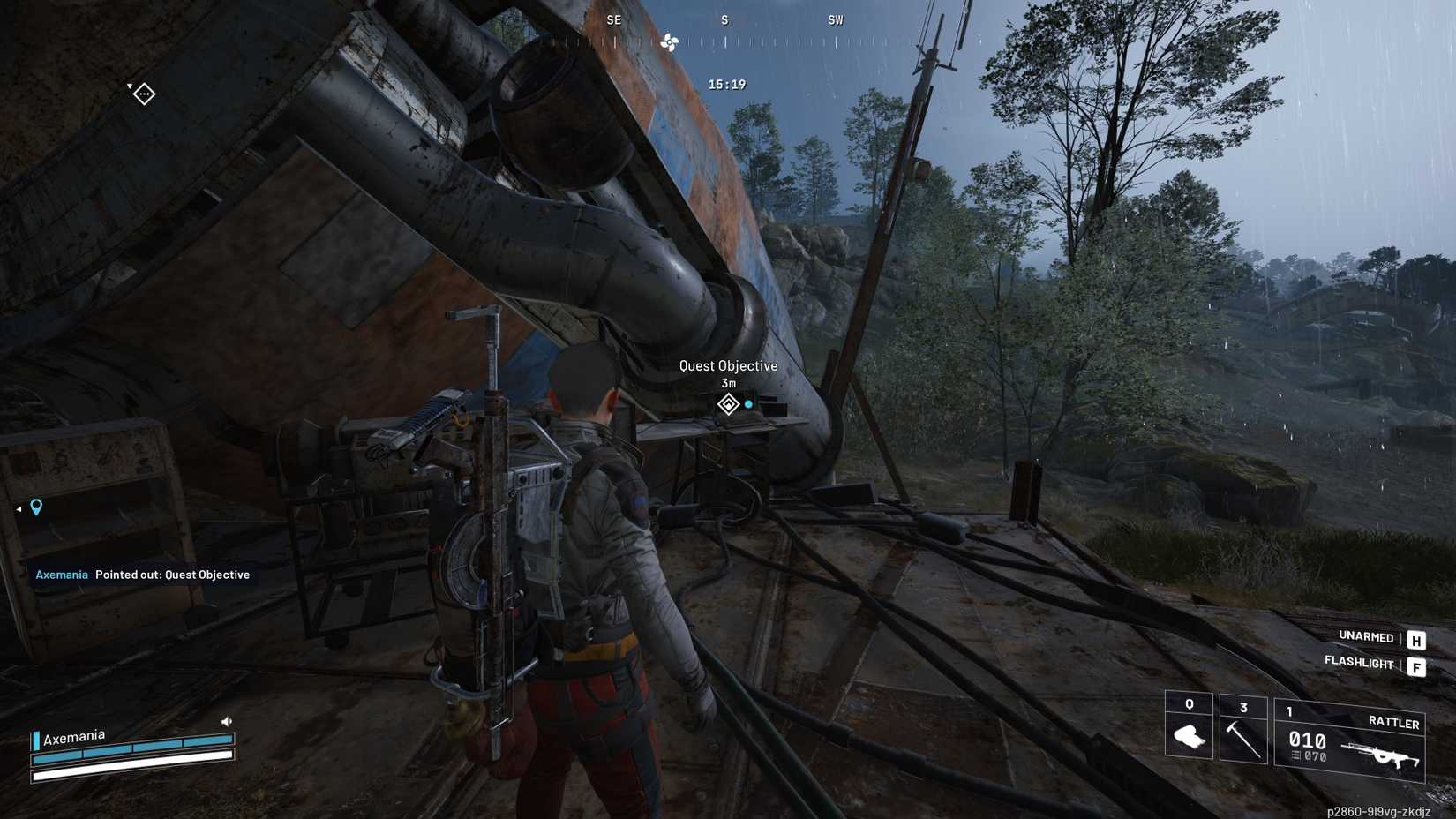 ARC Raiders com um computador de destroços adornado com vestígios