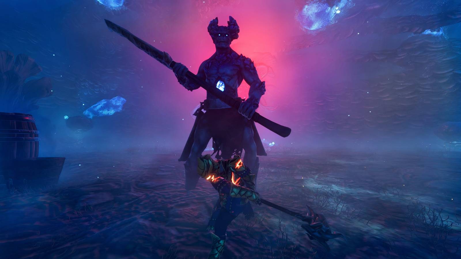 Enshrouded Barbarian fighting Fell Brute