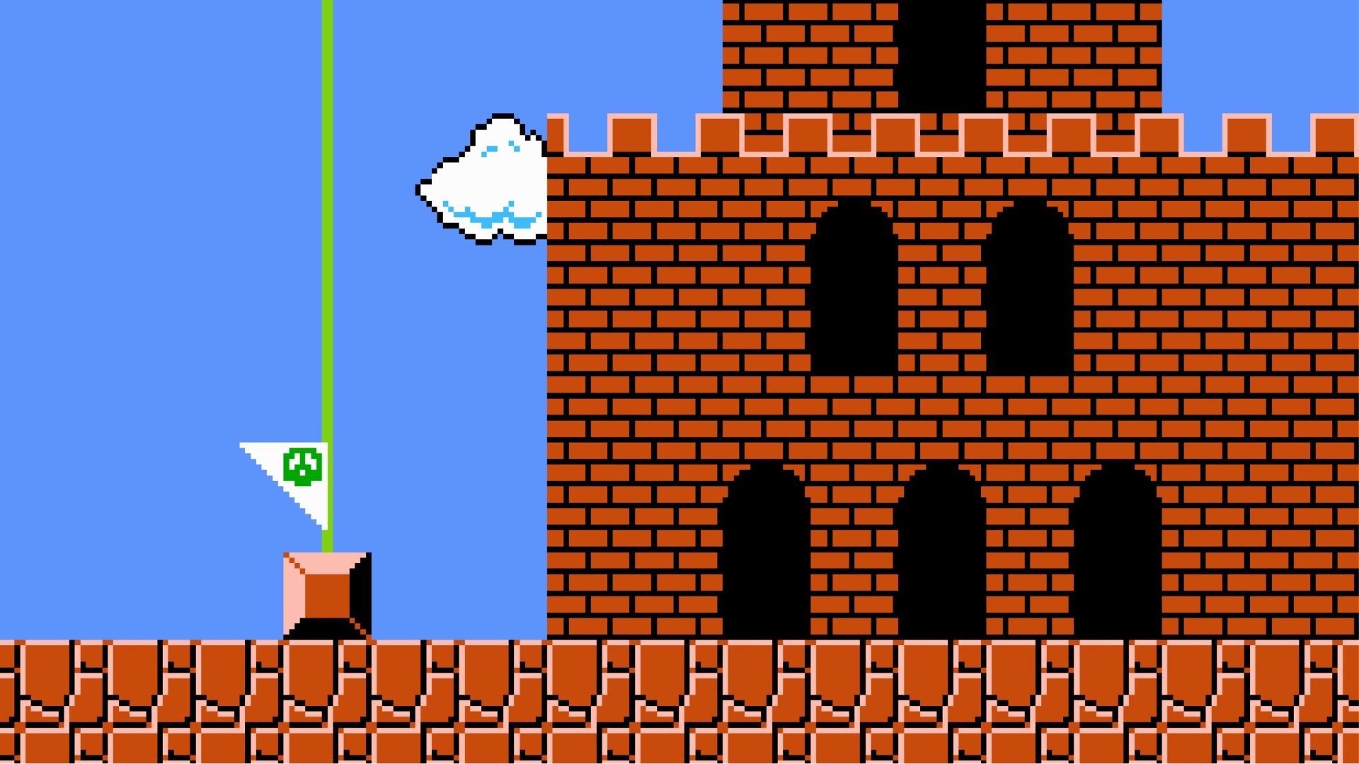 A castle in Super Mario Bros (NES)