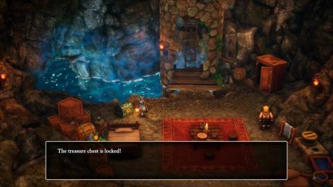 A green chest in a Midenhall well in Dragon Quest 2 Remake