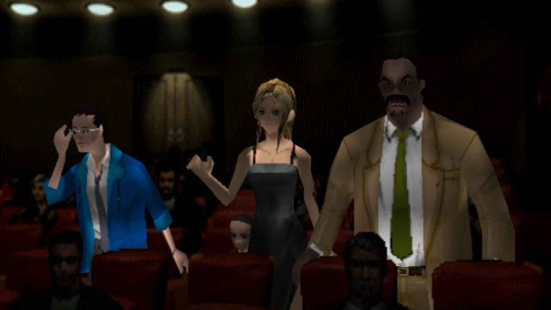 A scene featuring characters at a theater in Parasite Eve