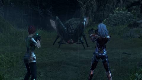 A scene featuring characters in the rain in Xenoblade Chronicles X