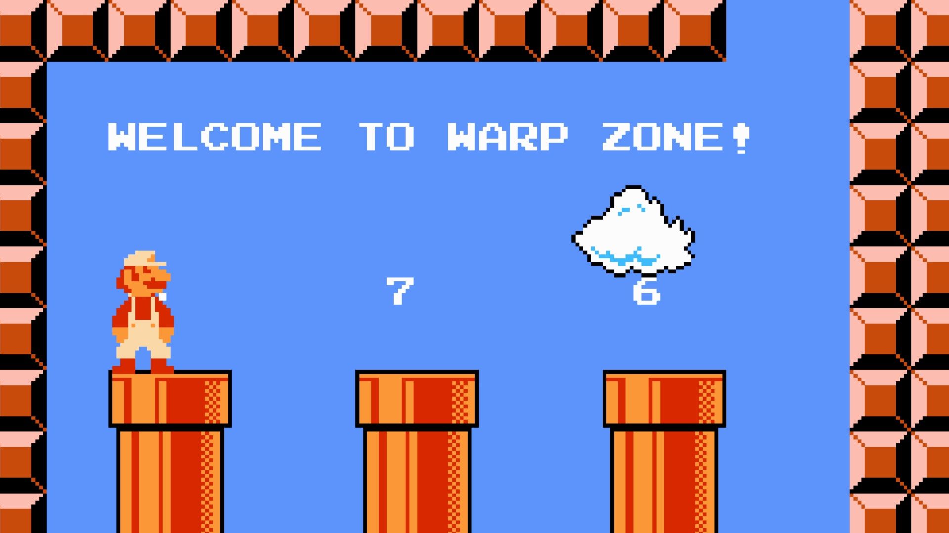 A warp zone in Super Mario Bros (NES)