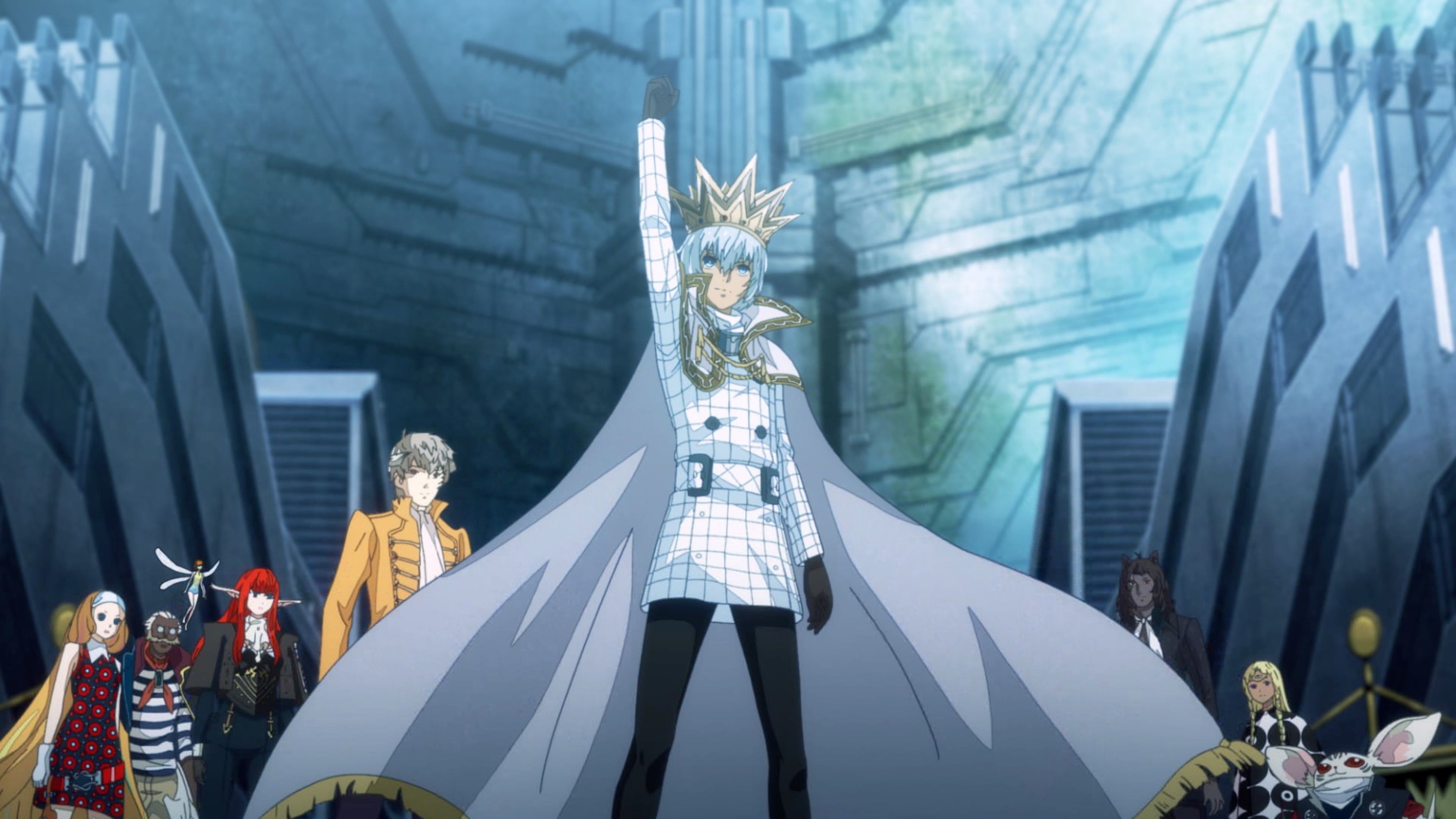 An anime scene featuring Will being crowned in Metaphor ReFantazio