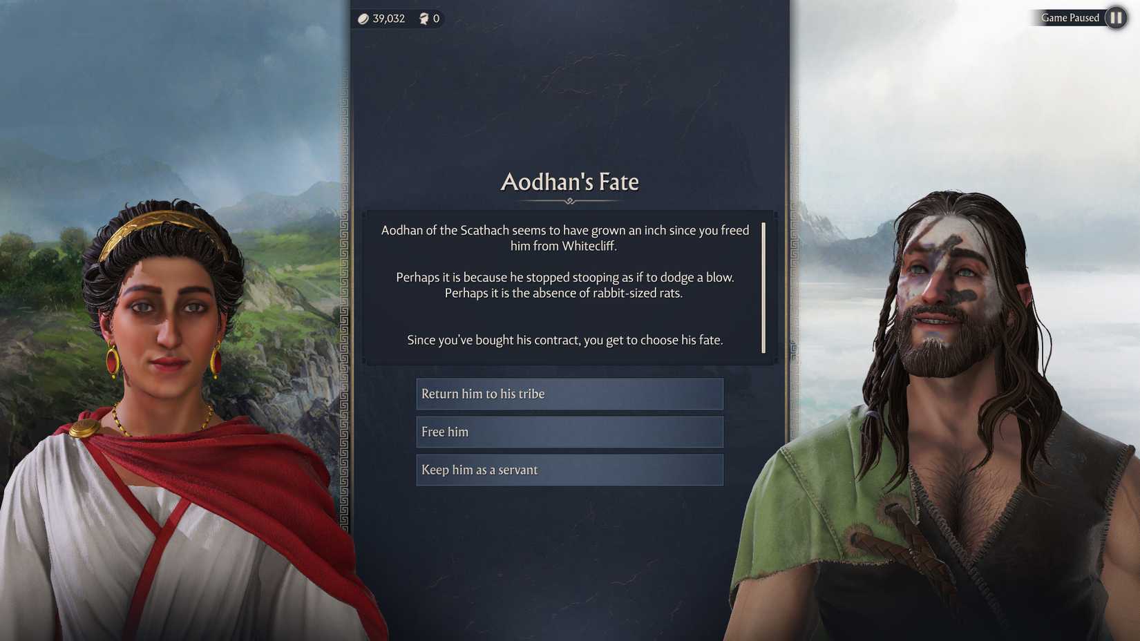 anno-117-pax-romana-campaign-how-long-to-beat-hltb-campaign-walthrough - celtic captives - aodhan fate free him enslave him or return him