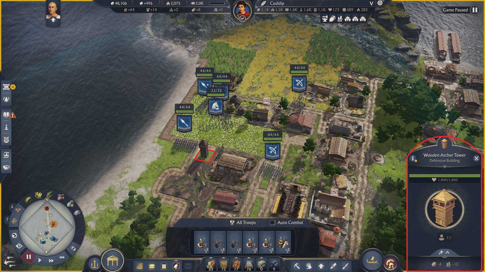 anno-117-pax-romana-how-build-ship-penteconter-recruit-troops-how-to-combat-fight - archer tower