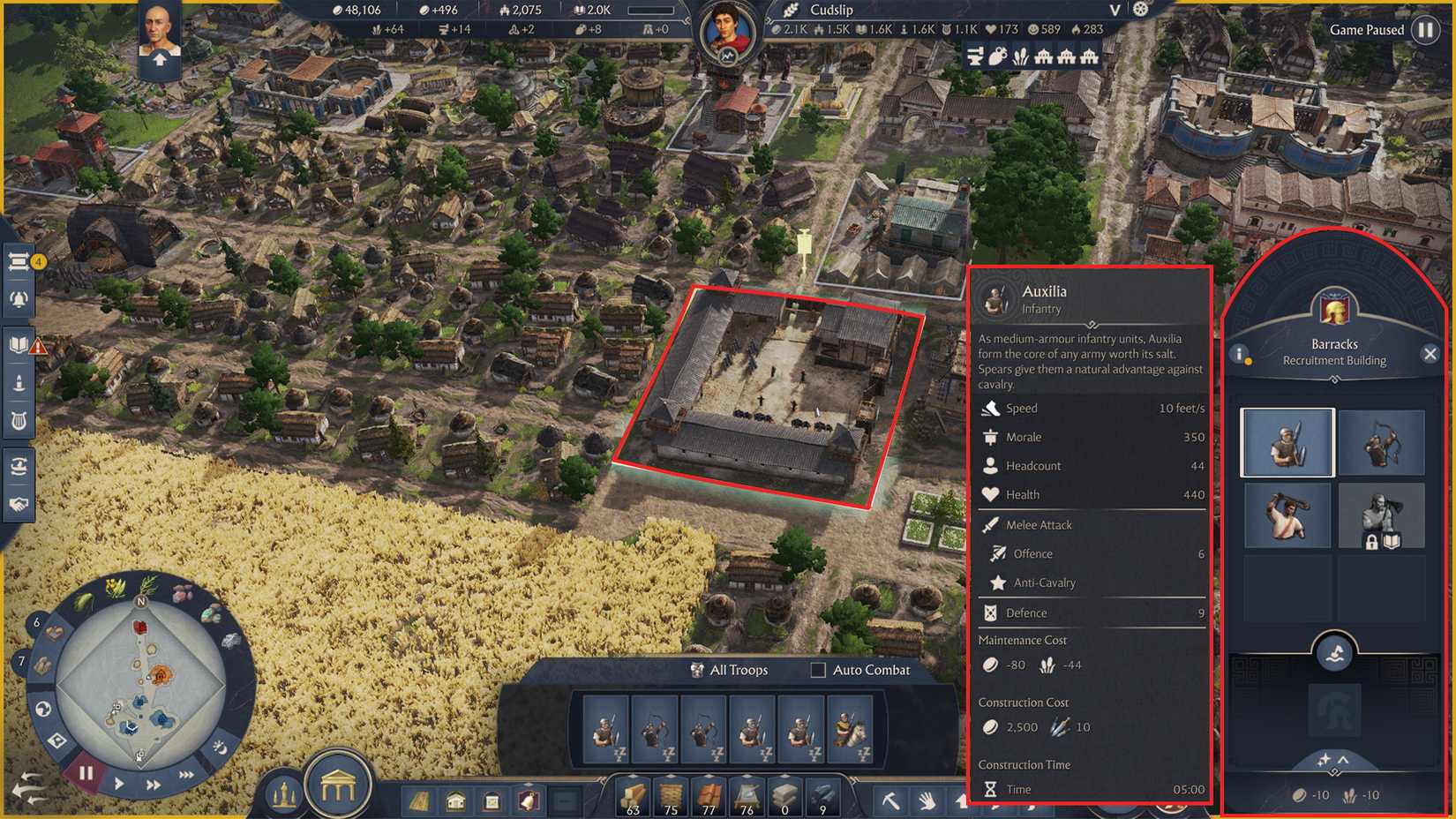 anno-117-pax-romana-how-build-ship-penteconter-recruit-troops-how-to-combat-fight - barracks