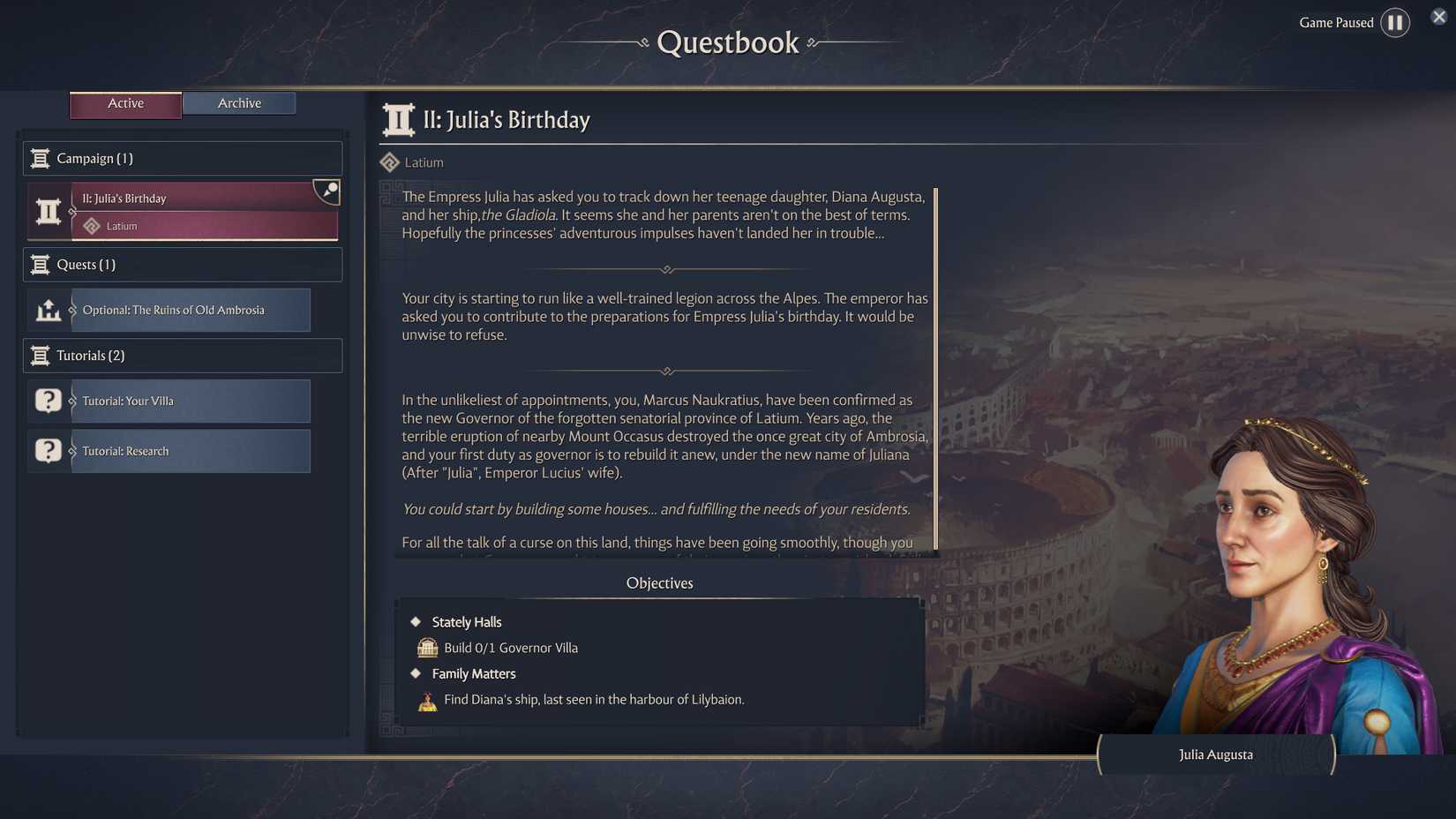 anno-117-pax-romana-should-diana-attend-party-family-matters-quest - julia