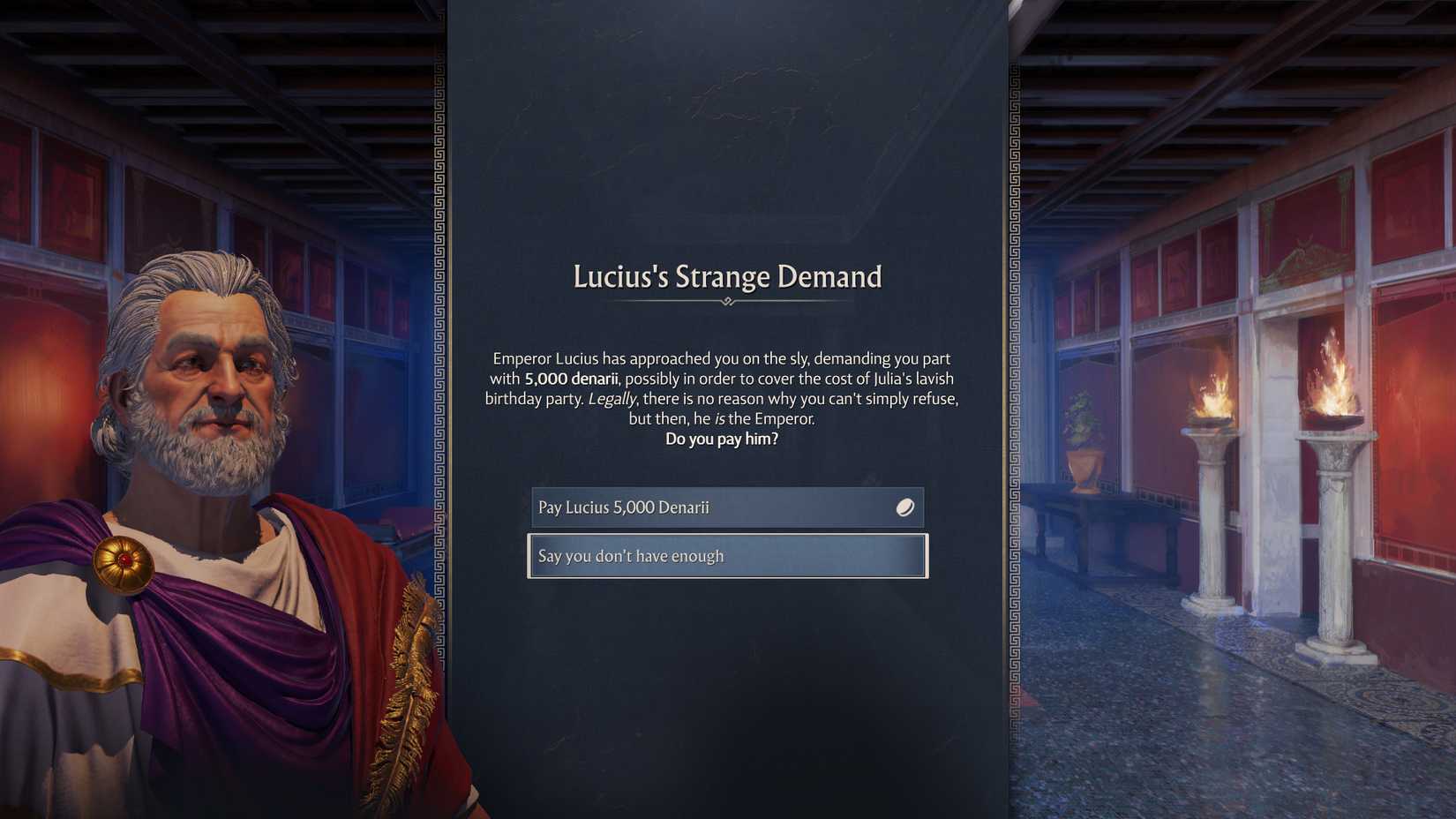 anno-117-pax-romana-você deveria dar-dinheiro-imperador-lucius-5000-denarii-gold - recusar-se a pagar