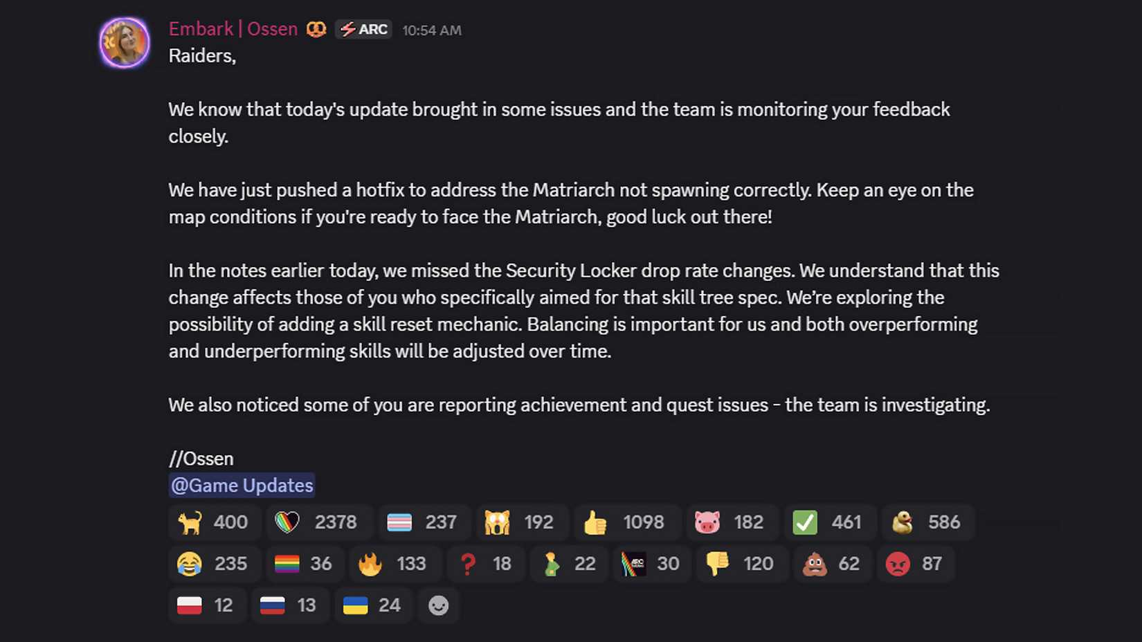 Arc Raiders Discord Security Breach Nerf Skill Tree Reset