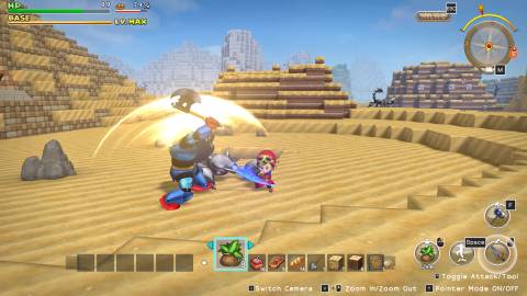 Attacking an enemy in Dragon Quest Builders (2016)