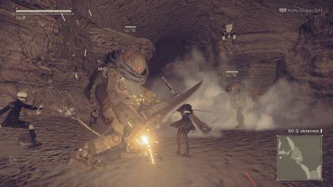 Attacking enemies in NieR Automata