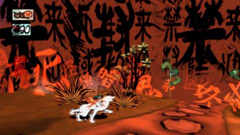 Attacking enemies in Okami