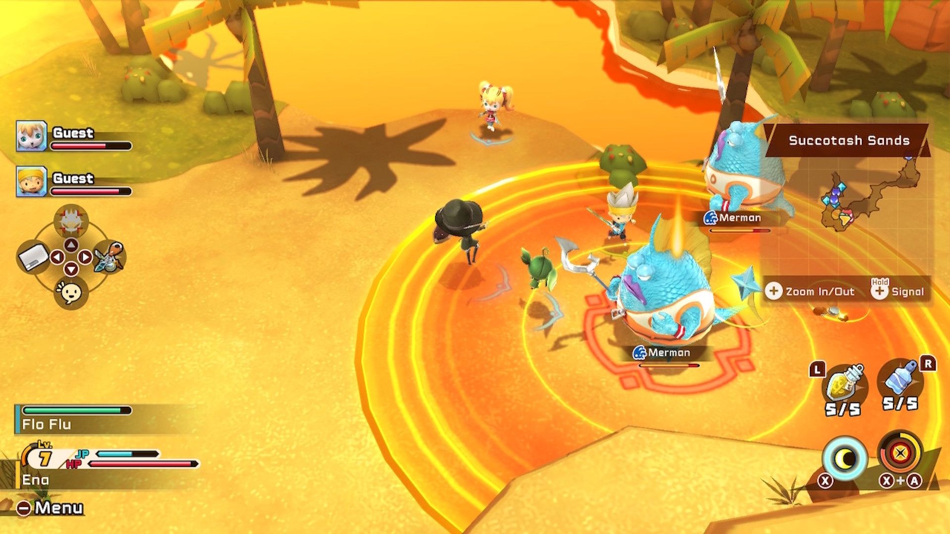 Attacking enemies in Snack World The Dungeon Crawl Gold
