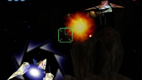 Attacking enemies in Star Fox 64