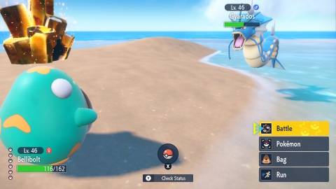 Battling a Gyrados in Pokemon Violet