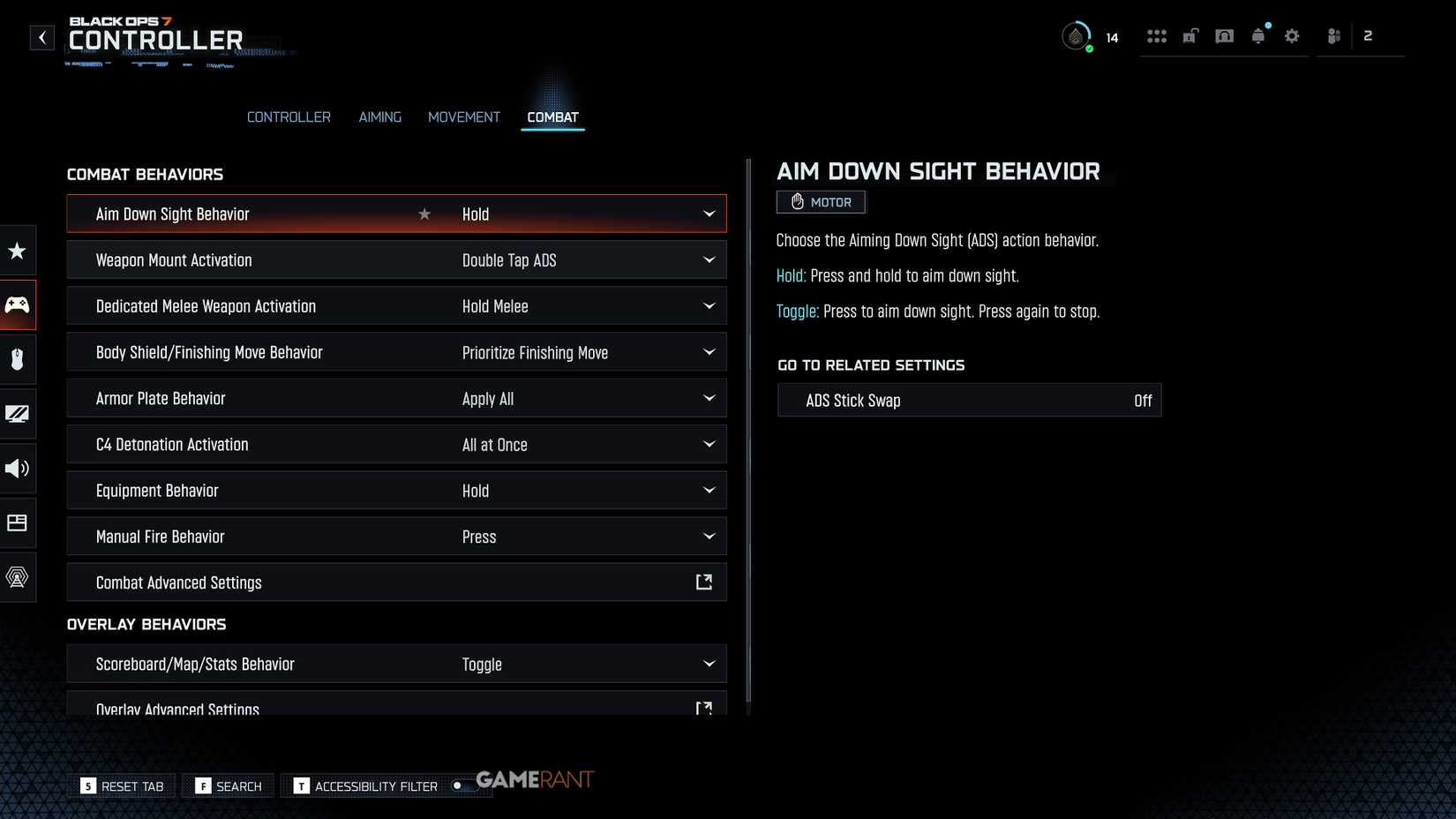 Melhores configurações de combate de controle em Black Ops 7