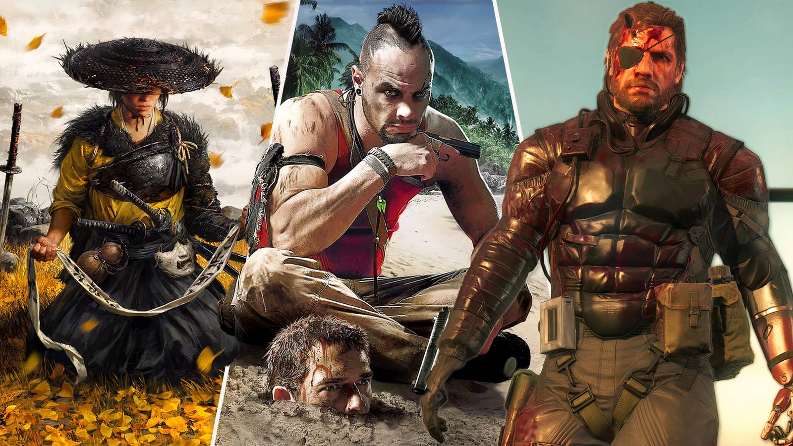 best open-world games no cities, metal gear, far cry, ghost of yotei
