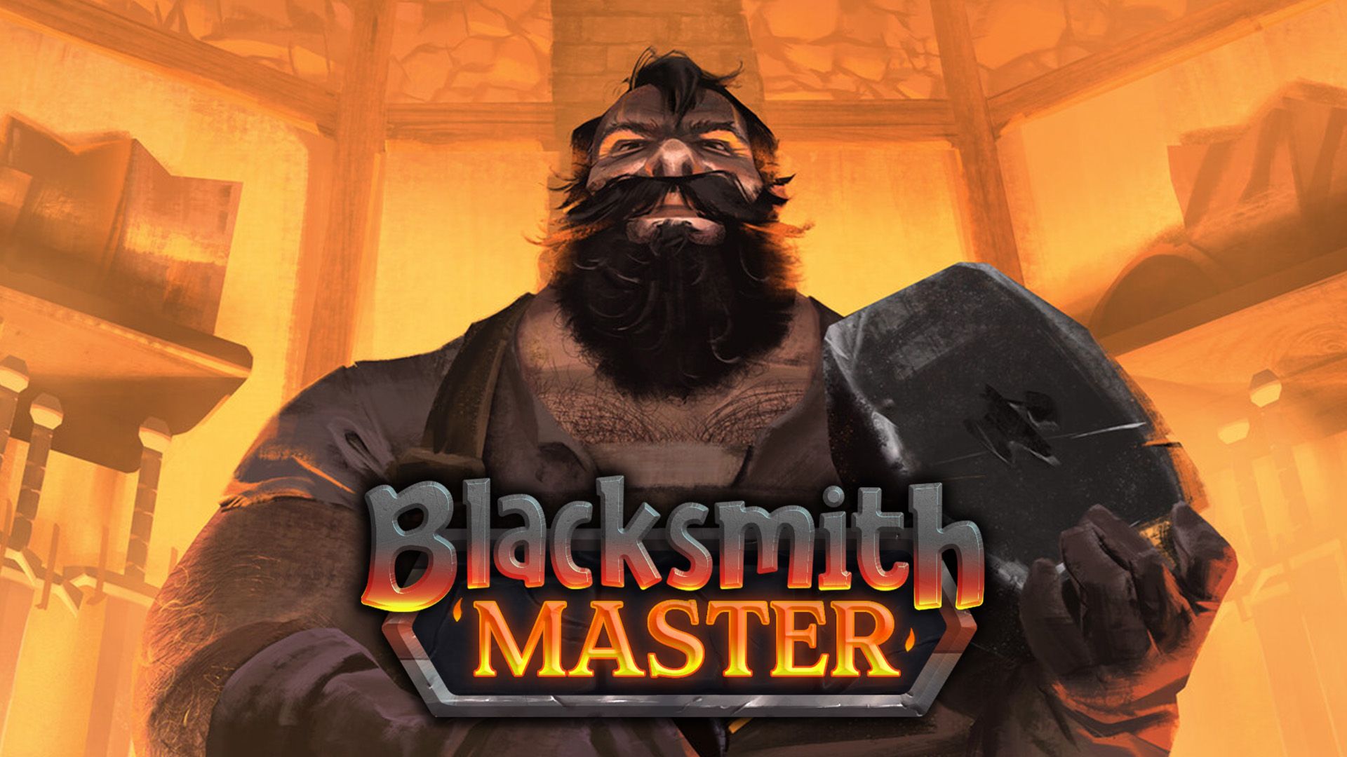 Blacksmith Master key art with game logo 16x9 composite