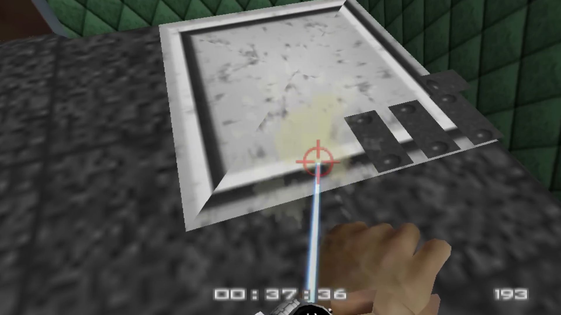 Bond breaks a door with his special laser watch - Goldeneye 007