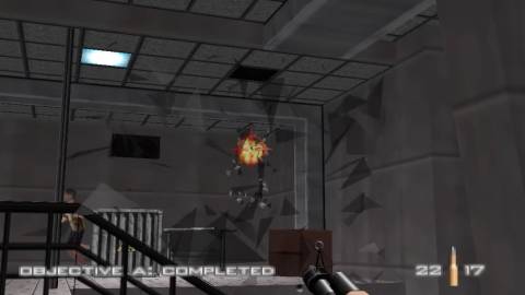 Bond shoots some windows from a distance - Goldeneye 007