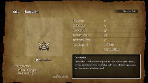 Bunicorn enemy data in Dragon Quest 2 Remake