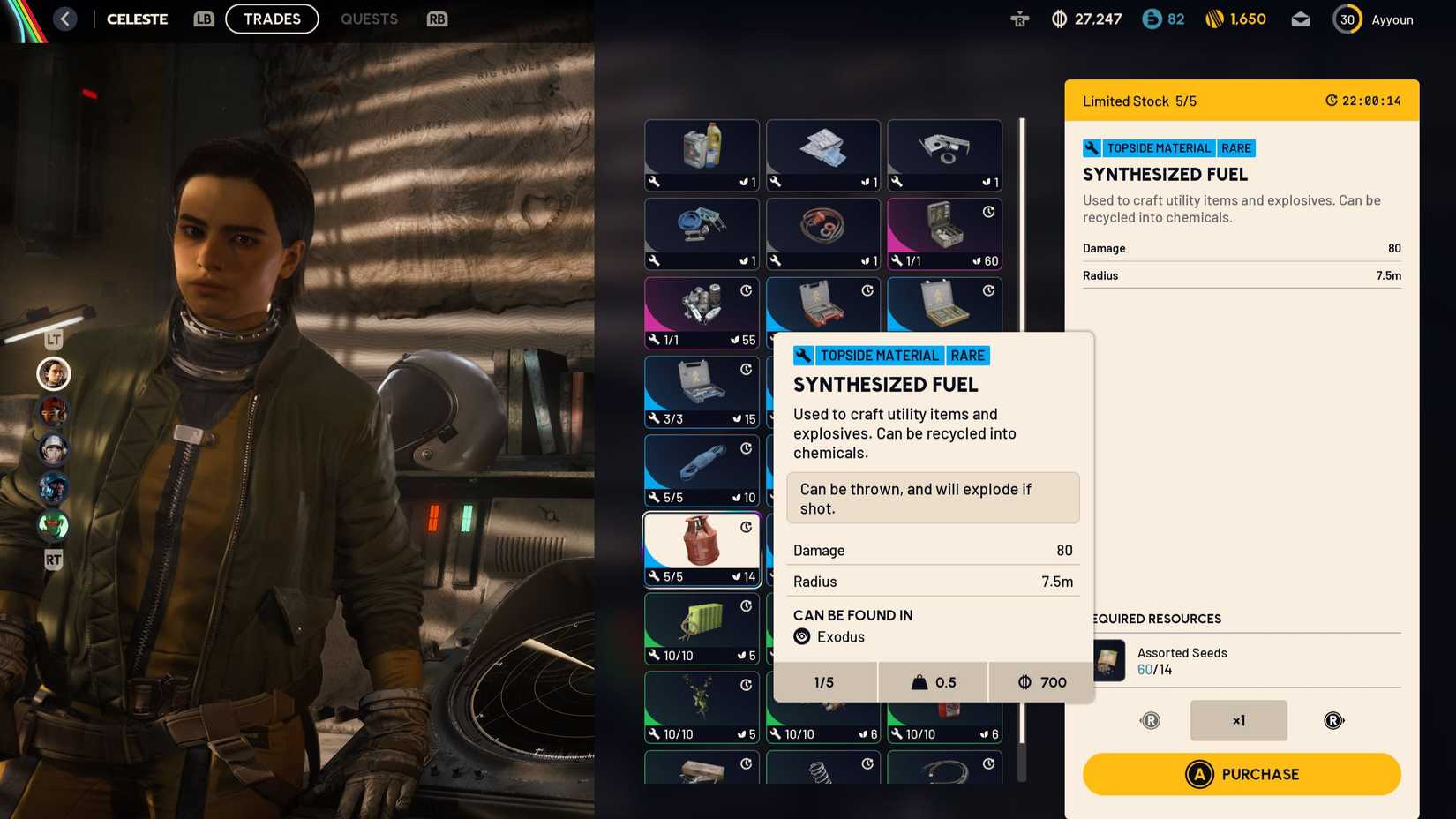 Buy Synthesized Fuel from Celeste ARC Raiders