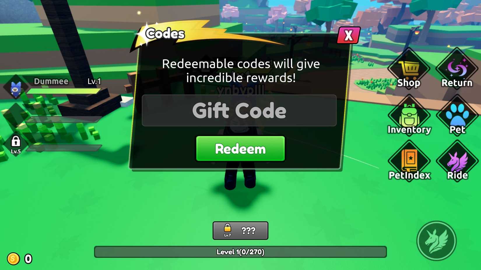 Pegue um monstro na aba de códigos