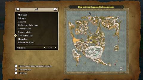 Cave of the Lake world map location in Dragon Quest 2 Remake