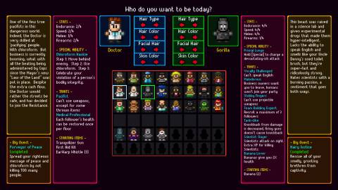 Choosing a character in Streets Of Rogue (2019)