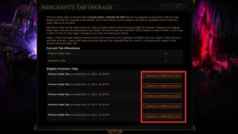 convert premium stash tabs to merchant tabs in path of exile 1