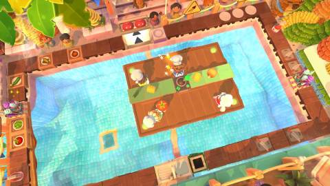 Cooking in a pool in Overcooked 2