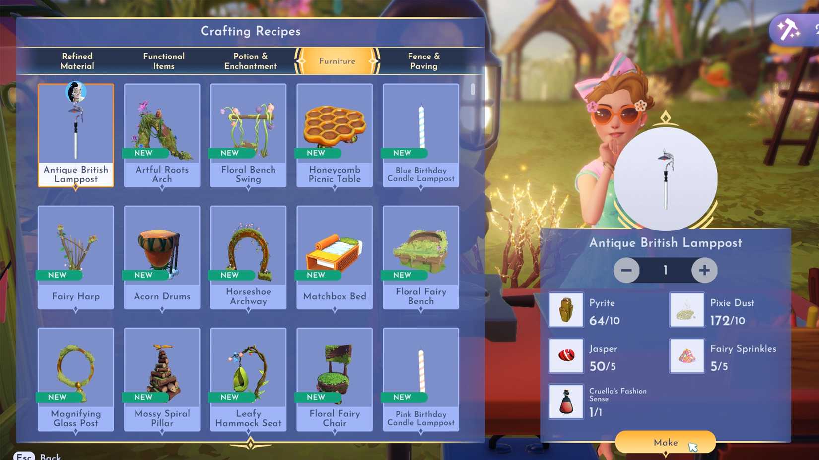 craft antique british lamppost in ddv disney dreamlight valley