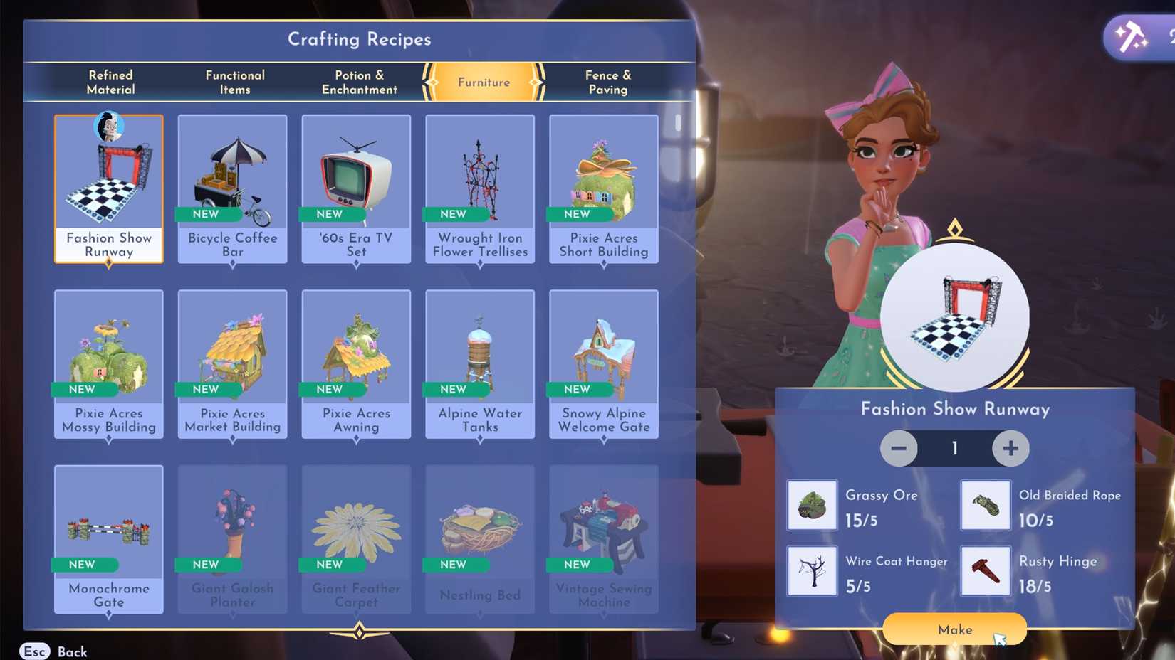 craft fashion show runway in ddv disney dreamlight valley