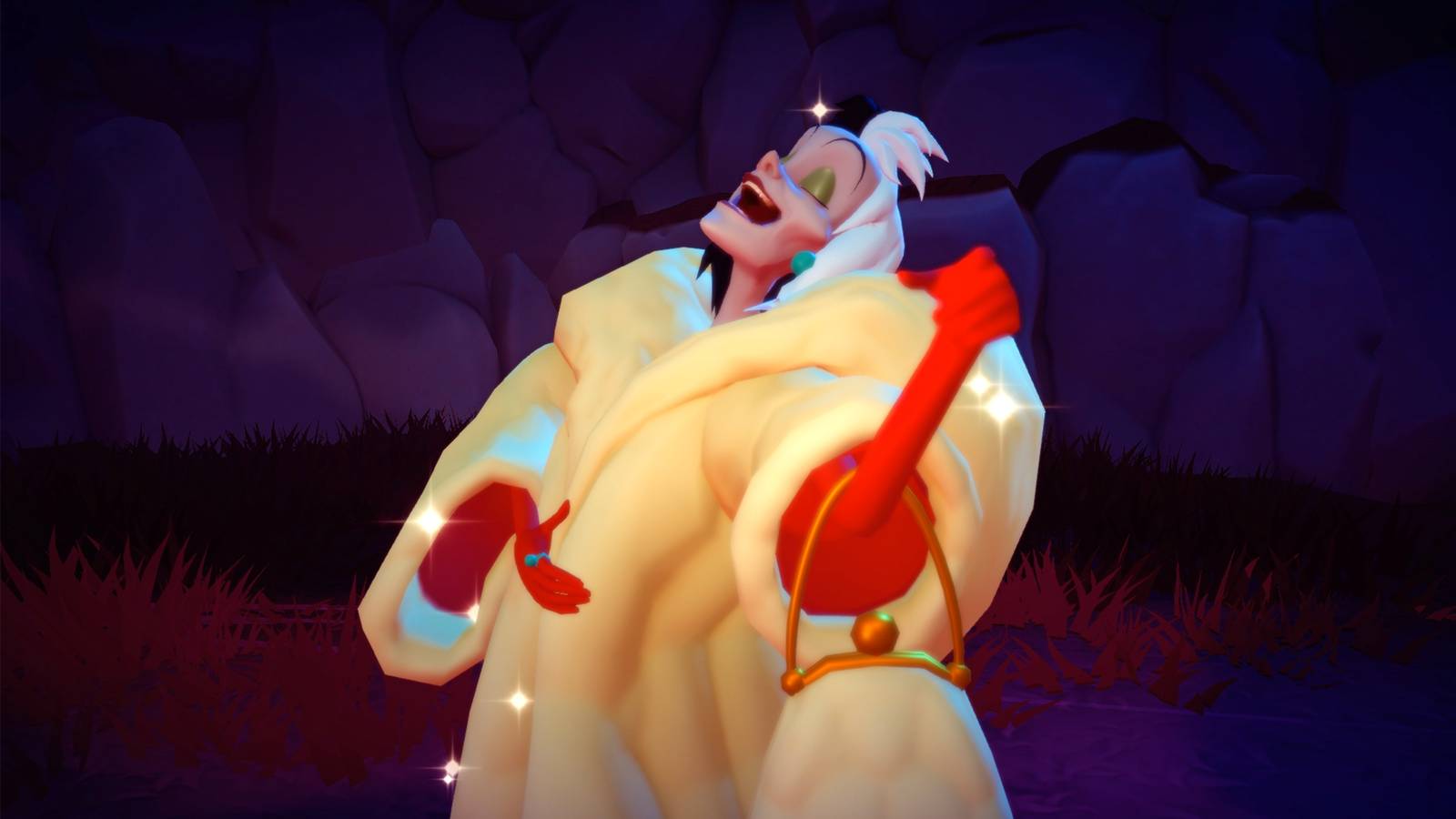 cruella de vil laughing in ddv disney dreamlight valley