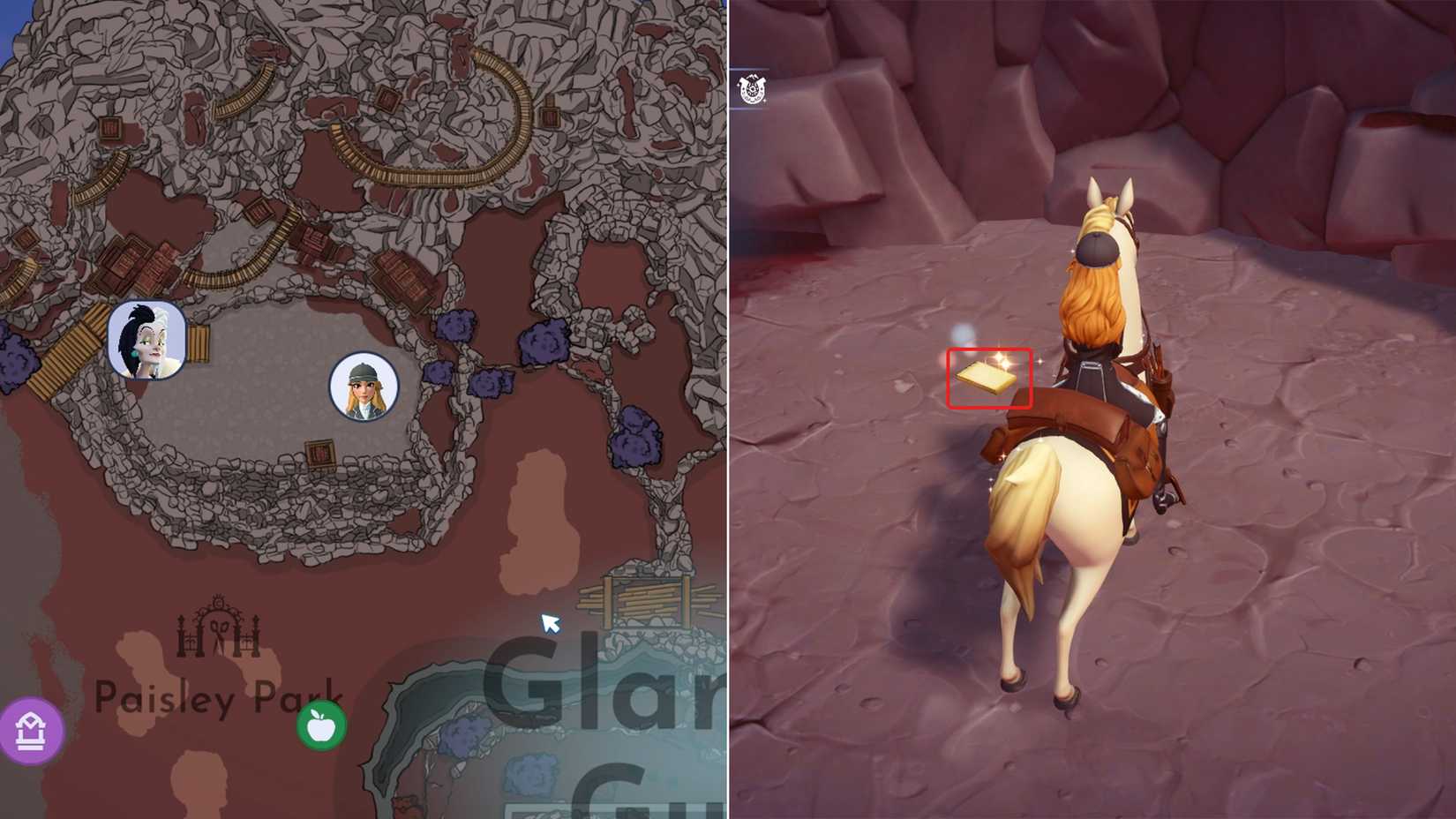 cruella journal at the bottom of quarry location in ddv disney dreamlight valley