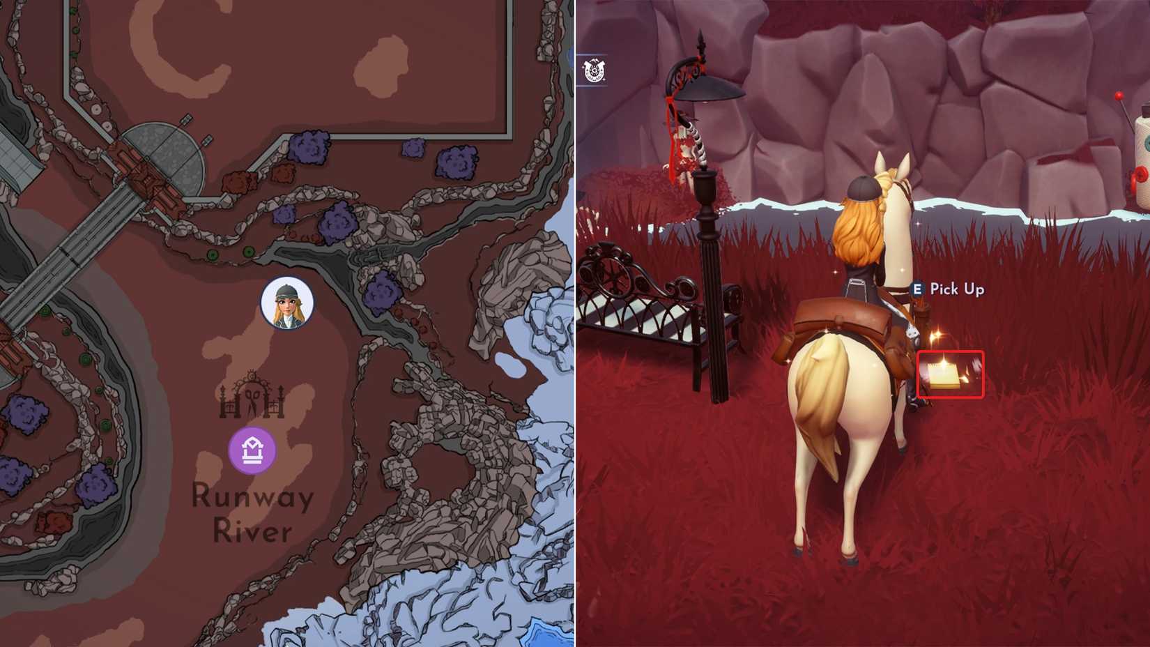 cruella journal near a waterfall location in ddv disney dreamlight valley